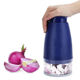 Manual Chopper Hand Press Garlic Ginger Garlic Chop Cutter Household with 2pcs Plastic BoxBlue