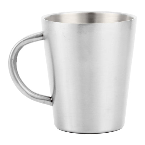 300ml Portable Mug 304 Stainless Steel Double Walled Insulated Coffee Beer Cup with HandleGlossy Silver In Australia - Darrahopens