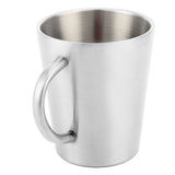 300ml Portable Mug 304 Stainless Steel Double Walled Insulated Coffee Beer Cup with HandleGlossy Silver In Australia - Darrahopens