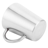 300ml Portable Mug 304 Stainless Steel Double Walled Insulated Coffee Beer Cup with HandleGlossy Silver