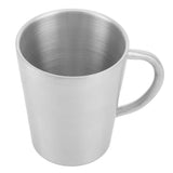 300ml Portable Mug 304 Stainless Steel Double Walled Insulated Coffee Beer Cup with HandleMatte Silver In Australia - Darrahopens