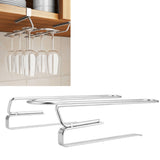 Under Shelf Wine Glass Rack 304 Stainless Steel Mounted Hanging Cup Drain Holder Organizer