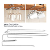 Under Shelf Wine Glass Rack 304 Stainless Steel Mounted Hanging Cup Drain Holder Organizer