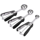 3PCS Ice Cream Scoop Cookies Scoop Set Stainless Steel Ice Cream Spoon Watermelon DiggerBlack In Australia - Darrahopens