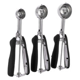 3PCS Ice Cream Scoop Cookies Scoop Set Stainless Steel Ice Cream Spoon Watermelon DiggerBlack In Australia - Darrahopens