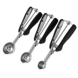 3PCS Ice Cream Scoop Cookies Scoop Set Stainless Steel Ice Cream Spoon Watermelon DiggerBlack In Australia - Darrahopens