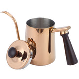 700ml Coffee Kettle 304 Stainless Steel Gooseneck Spout Coffee Drip Pot with Wooden HandleLong Spout‑Rose Gold In Australia - Darrahopens