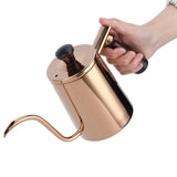 700ml Coffee Kettle 304 Stainless Steel Gooseneck Spout Coffee Drip Pot with Wooden HandleLong Spout‑Rose Gold In Australia - Darrahopens