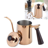 700ml Coffee Kettle 304 Stainless Steel Gooseneck Spout Coffee Drip Pot with Wooden HandleLong Spout‑Rose Gold