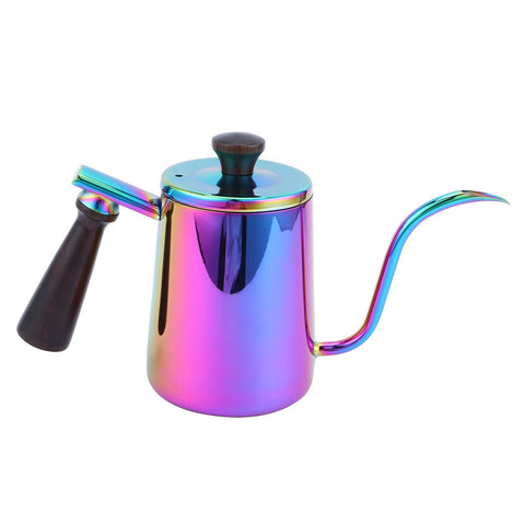 700ml Coffee Kettle 304 Stainless Steel Gooseneck Spout Coffee Drip Pot with Wooden HandleLong Spout‑ Colorful In Australia - Darrahopens
