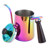 700ml Coffee Kettle 304 Stainless Steel Gooseneck Spout Coffee Drip Pot with Wooden HandleLong Spout‑ Colorful In Australia - Darrahopens
