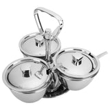 Spice Rack Kitchen Stainless Steel Seasoning Pots Condiment Set Rotating Spice Rack OrganizerJ13390(3) 3Pcs Rotating Seasoning Pot Set