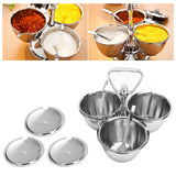 Spice Rack Kitchen Stainless Steel Seasoning Pots Condiment Set Rotating Spice Rack OrganizerJ13390(3) 3Pcs Rotating Seasoning Pot Set