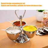Spice Rack Kitchen Stainless Steel Seasoning Pots Condiment Set Rotating Spice Rack OrganizerJ13390(3) 3Pcs Rotating Seasoning Pot Set