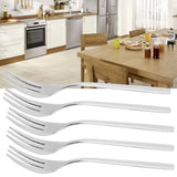12Pcs Stainless Steel Forks Multifunctional Tasting Appetizer Cake Dessert Salad Fruit Fork