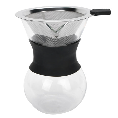 Reusable Glass Coffee Pot with Stainless Steel Filter Manual Drip Coffee Maker Set200ml In Australia - Darrahopens