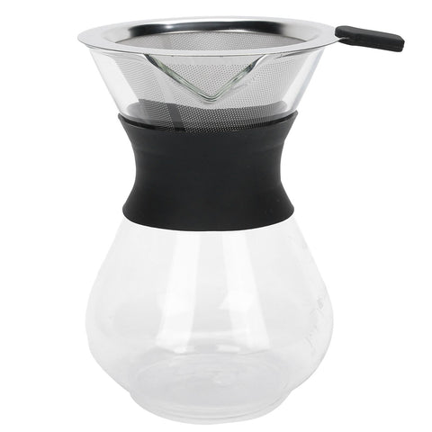 Reusable Glass Coffee Pot with Stainless Steel Filter Manual Drip Coffee Maker Set400ml In Australia - Darrahopens