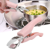 Bowl Gripper Stainless Steel AntiScald AntiSlip Clip Hot Plate Clamp Kitchen Gadget(Pink ) In Australia - Darrahopens