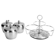 Stainless Steel Seasoning Pot Spice Salt Sugar Bowl Container with Rotating Storage Rack Lid Spoon In Australia - Darrahopens