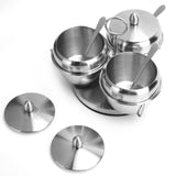 Stainless Steel Seasoning Pot Spice Salt Sugar Bowl Container with Rotating Storage Rack Lid Spoon In Australia - Darrahopens