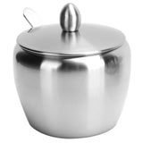 Stainless Steel Seasoning Pot Spice Salt Sugar Bowl Container with Rotating Storage Rack Lid Spoon