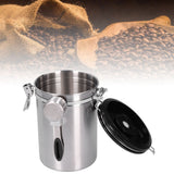 Coffee Bean Container with Exhaust Valve Tea Leaf Storage Canister for Kitchen Use(Silver Spoon 1.8L (Filled 750g Coffee Bean))