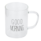 350ML Transparent Milk Coffee Mug with Handle Glass Water Cup Drinkware Kitchen UtensilBlack Letter In Australia - Darrahopens