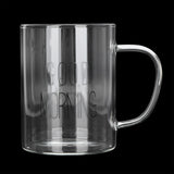 350ML Transparent Milk Coffee Mug with Handle Glass Water Cup Drinkware Kitchen UtensilBlack Letter