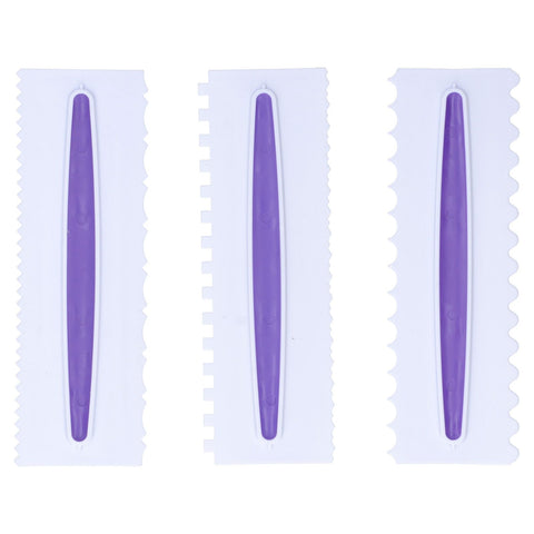 3Pcs Cake Icing Spatula Frosting Scraper Comb Edge Smoothing Decorating Tool Plastic In Australia - Darrahopens