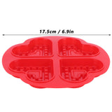 DIY Waffle Mold Reusable Silicone Muffin Cake Mould Baking Utensil Kitchen Accessory(4Grid HeartShape )