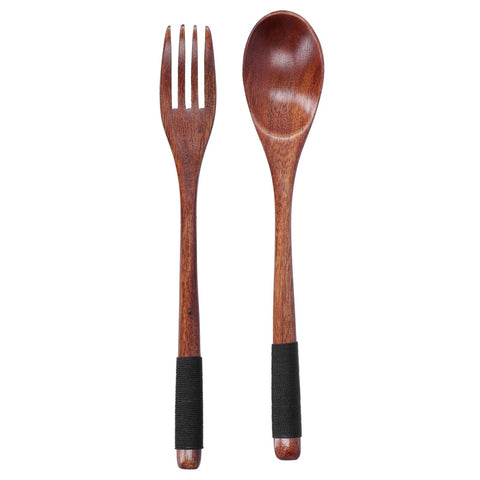 Japanese Style Cutlery Set Wooden Spoon Fork Soup Teaspoon Kitchen Cooking Utensil Tools In Australia - Darrahopens