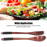 Japanese Style Cutlery Set Wooden Spoon Fork Soup Teaspoon Kitchen Cooking Utensil Tools