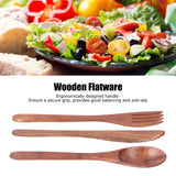 3PCS Wooden Tableware Sets Portable Fork Knife Spoon Cutlery Kitchen Dinnerware Accessories
