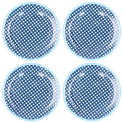4PCS 9in Salad Plate Fruit Plate Dessert Cake Dishes Pastry Tray Tableware DecorationDark Blue Grid In Australia - Darrahopens