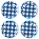 4PCS 9in Salad Plate Fruit Plate Dessert Cake Dishes Pastry Tray Tableware DecorationDark Blue Grid In Australia - Darrahopens