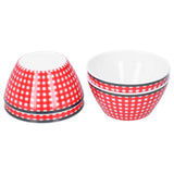 4PCS 6in Salad Bowl Dinner Serving Bowl Sets Kitchen Imitation Porcelain DinnerwareRed Grids In Australia - Darrahopens