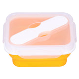 Silicone Insulation Box Portable Lunch Box with Integrated Fork Spoon for Office SchoolOrange 600ML In Australia - Darrahopens