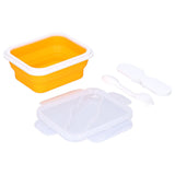 Silicone Insulation Box Portable Lunch Box with Integrated Fork Spoon for Office SchoolOrange 600ML In Australia - Darrahopens