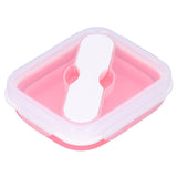 Silicone Insulation Box Portable Lunch Box with Integrated Fork Spoon for Office SchoolPink 600ML