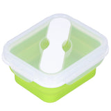 Silicone Insulation Box Portable Lunch Box with Integrated Fork Spoon for Office SchoolFruit Green 600ML In Australia - Darrahopens