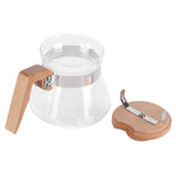 400ml Teapot Glass Coffee Maker Pot Water Kettle with Wood Handle Kitchen Accessory In Australia - Darrahopens