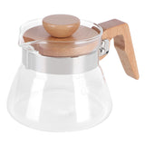 400ml Teapot Glass Coffee Maker Pot Water Kettle with Wood Handle Kitchen Accessory