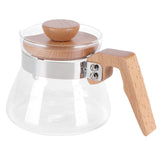 400ml Teapot Glass Coffee Maker Pot Water Kettle with Wood Handle Kitchen Accessory