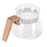 400ml Teapot Glass Coffee Maker Pot Water Kettle with Wood Handle Kitchen Accessory