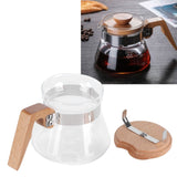 400ml Teapot Glass Coffee Maker Pot Water Kettle with Wood Handle Kitchen Accessory