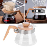 400ml Teapot Glass Coffee Maker Pot Water Kettle with Wood Handle Kitchen Accessory