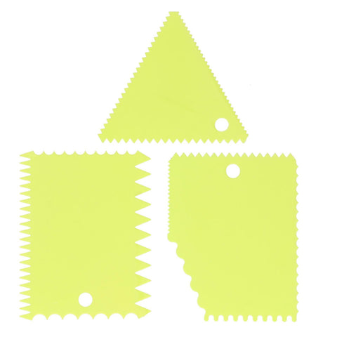 3PCS/Set Cake Cream Scraper Pasty Cutters Scraper Irregular Teeth Edge DIY SmootherGreen