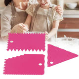 3PCS/Set Cake Cream Scraper Pasty Cutters Scraper Irregular Teeth Edge DIY SmootherRose Red