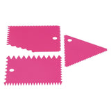 3PCS/Set Cake Cream Scraper Pasty Cutters Scraper Irregular Teeth Edge DIY SmootherRose Red