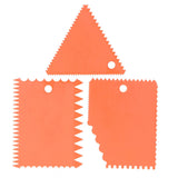 3PCS/Set Cake Cream Scraper Pasty Cutters Scraper Irregular Teeth Edge DIY SmootherOrange